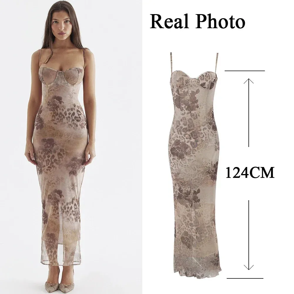 Spaghetti Strap Floral Print Maxi Dress
