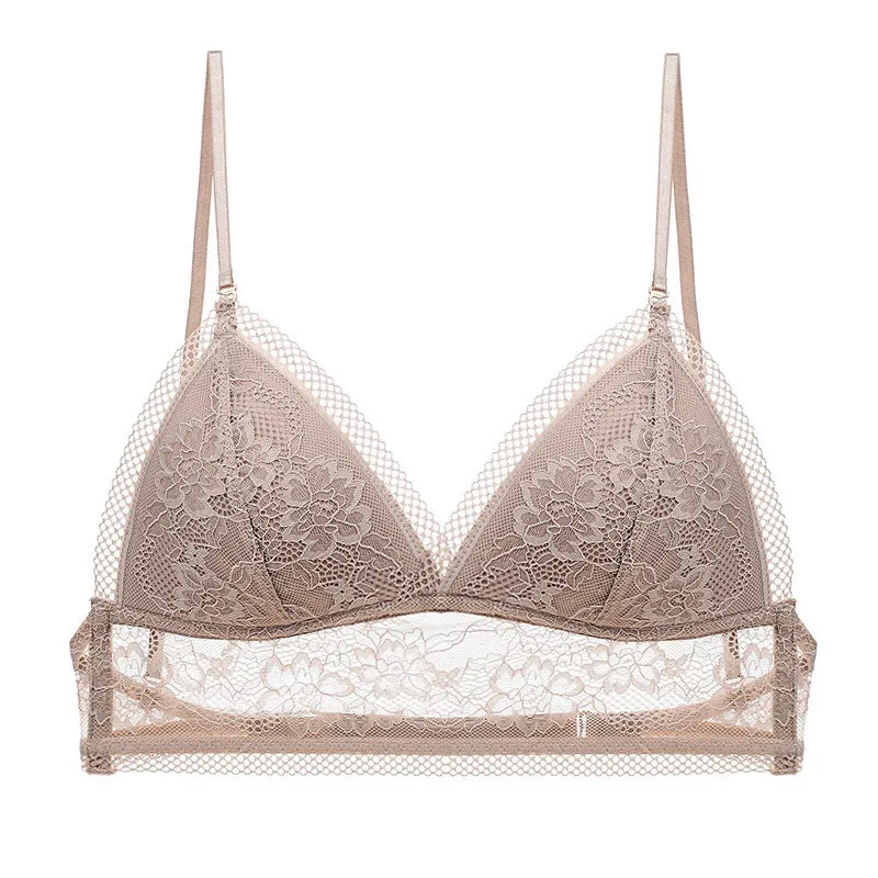 Spaghetti Strap Sheer and Lace Padded Bralette