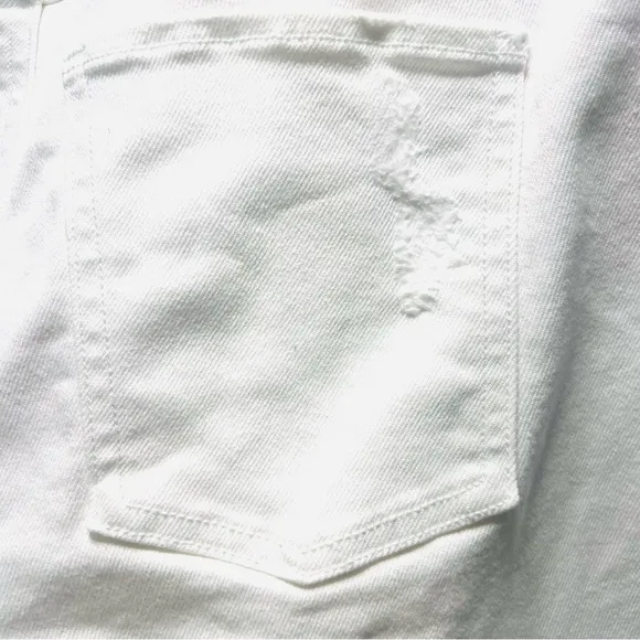 SPANX White High Waisted Skinny Jeans Raw Hem Distressed Ankle Pants Siz…