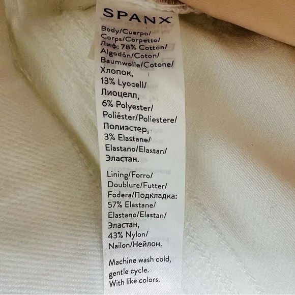SPANX White High Waisted Skinny Jeans Raw Hem Distressed Ankle Pants Siz…