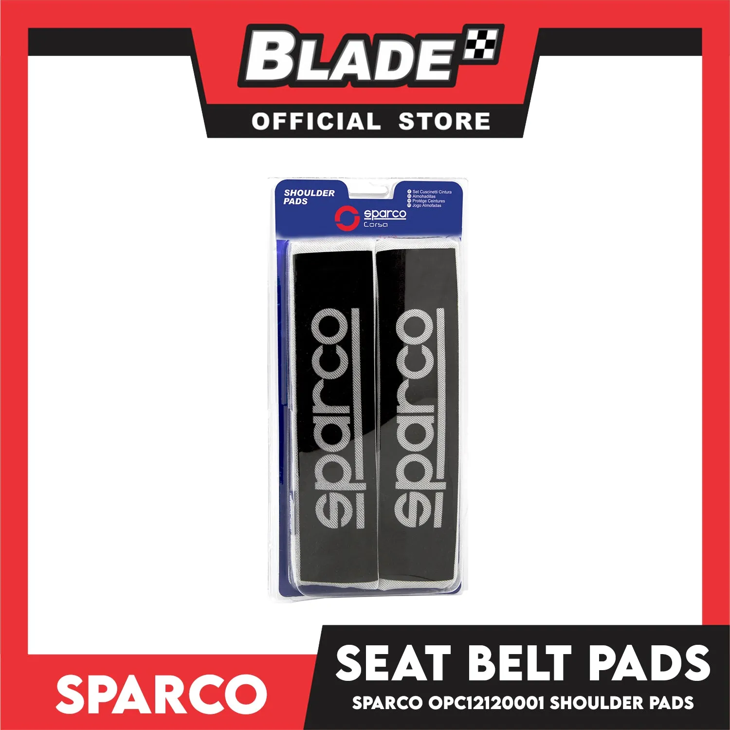 Sparco Seat Belt Pads, Shoulder Pads Set of 2pcs OPC12120001 (Black/Grey)