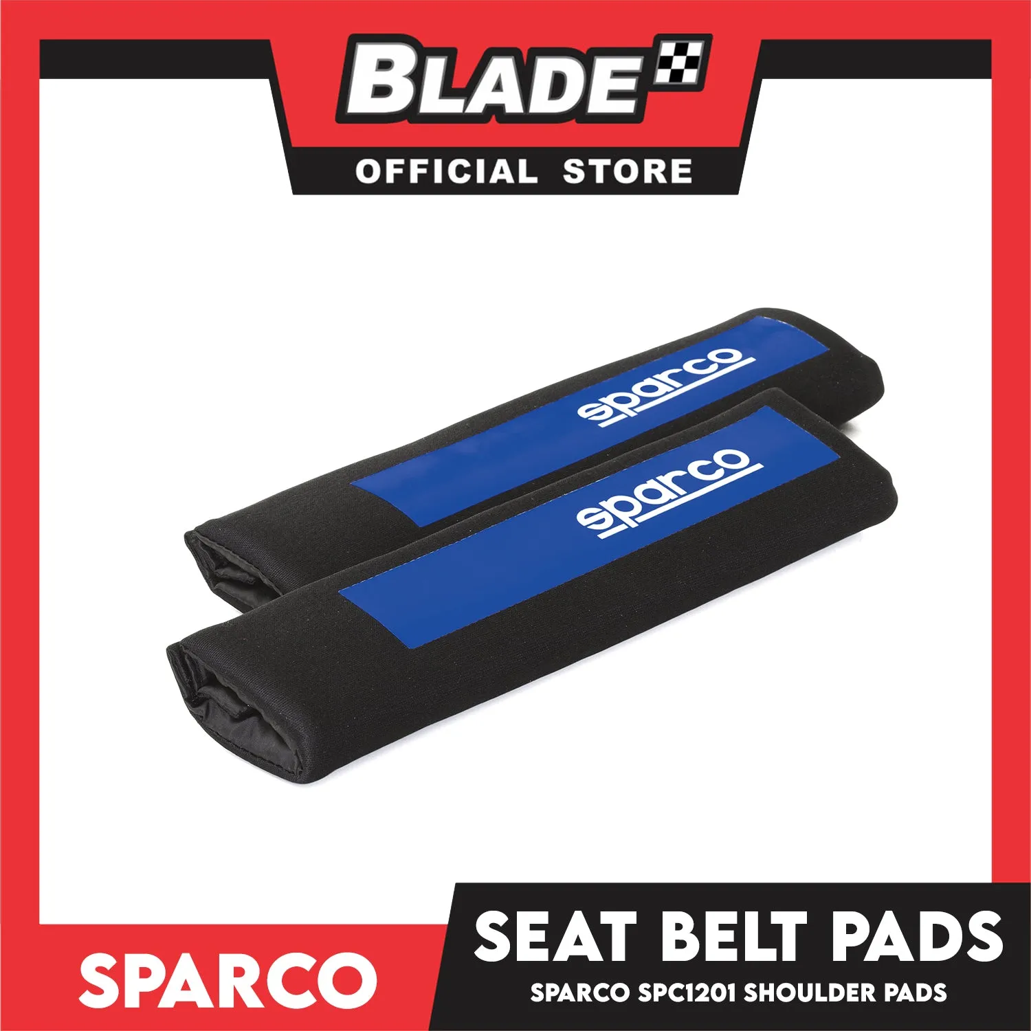Sparco Seat Belt Pads, Shoulder Pads Set of 2pcs SPC1201 (Black/Blue)