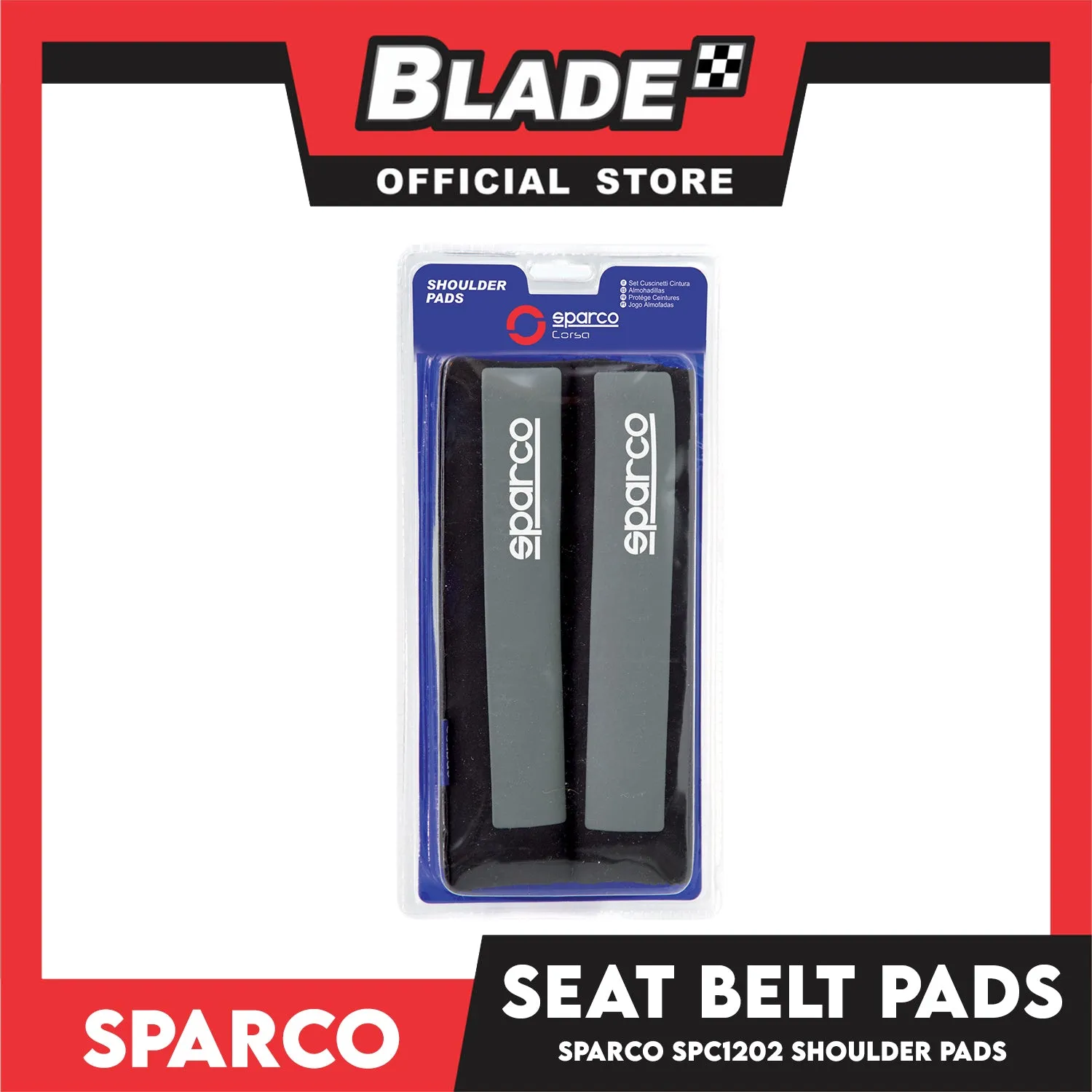 Sparco Seat Belt Pads, Shoulder Pads Set of 2pcs SPC1202 (Black/Grey)