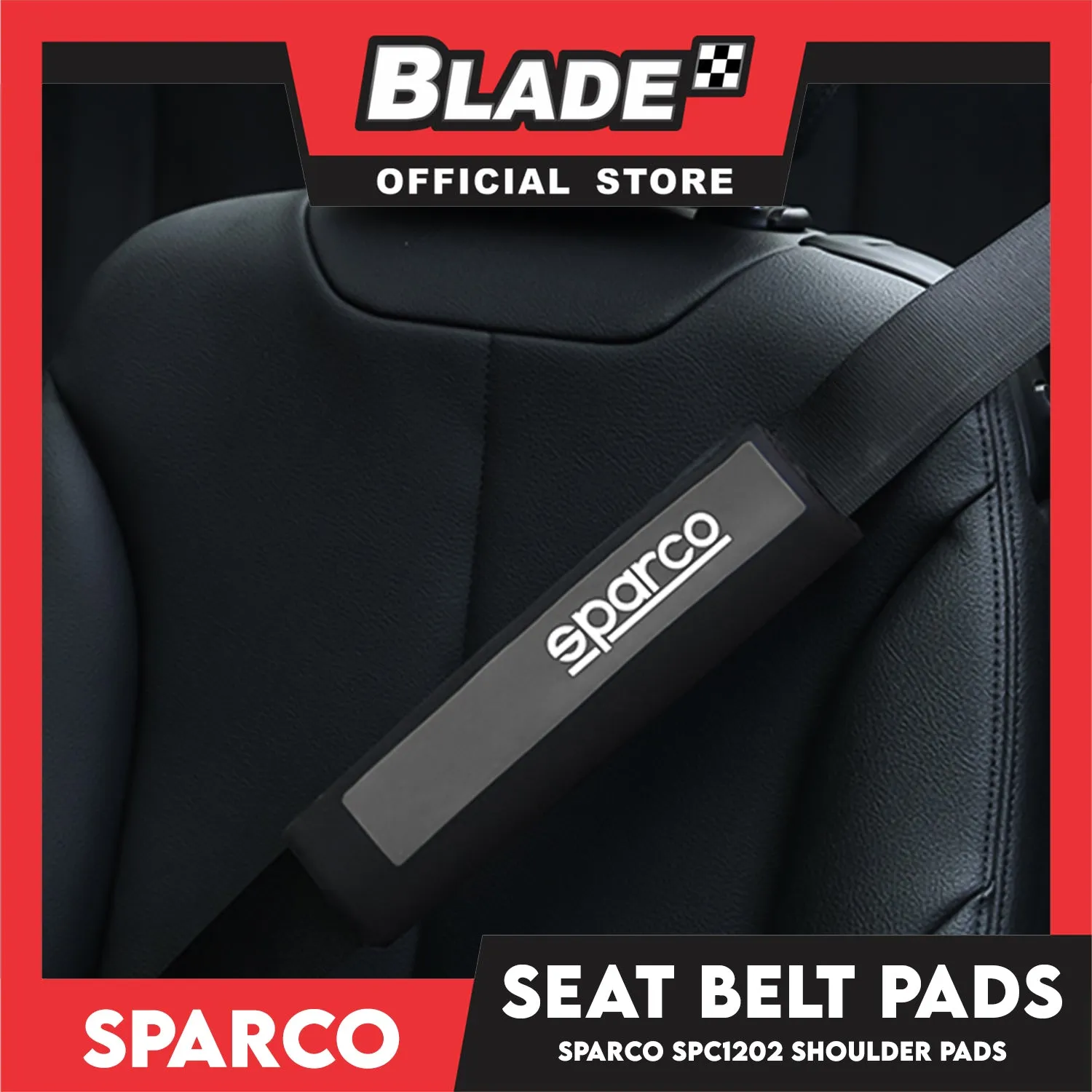 Sparco Seat Belt Pads, Shoulder Pads Set of 2pcs SPC1202 (Black/Grey)