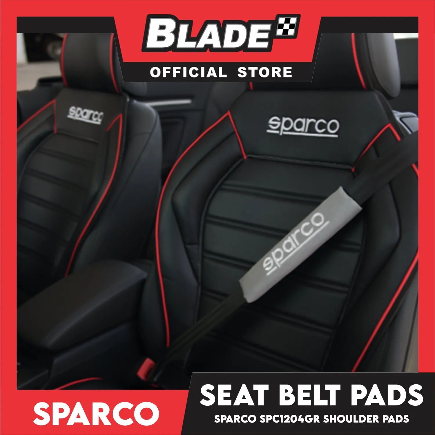 Sparco Seat Belt Pads, Shoulder Pads Set of 2pcs SPC1204GR (Grey)