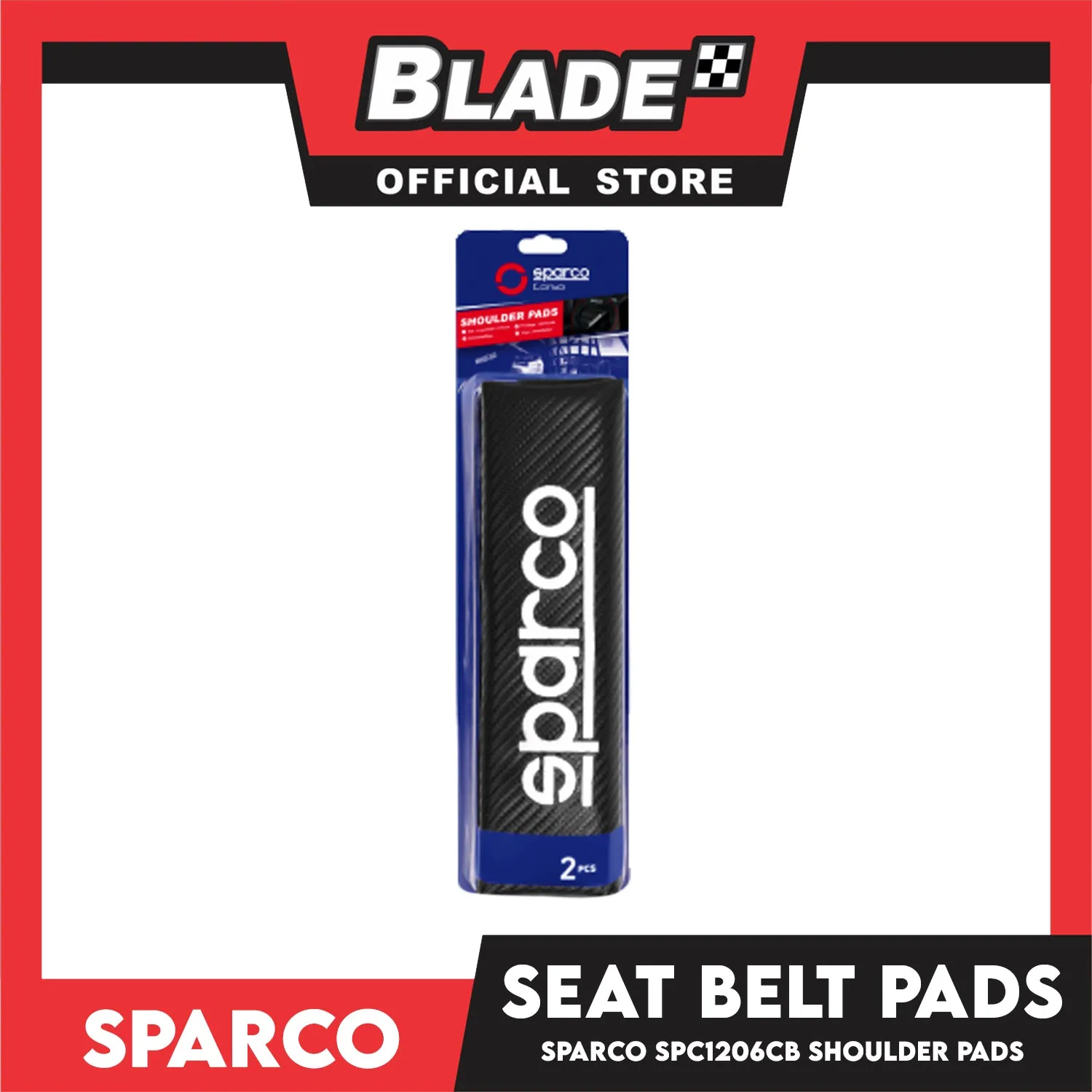 Sparco Seat Belt Pads, Shoulder Pads Set of 2pcs SPC1206CB (Carbon)