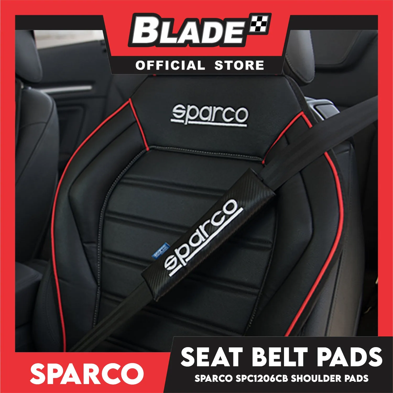Sparco Seat Belt Pads, Shoulder Pads Set of 2pcs SPC1206CB (Carbon)
