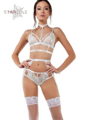 Starline Ms. Rebel 3 Piece Lace Bralette and Garter Set SL6051