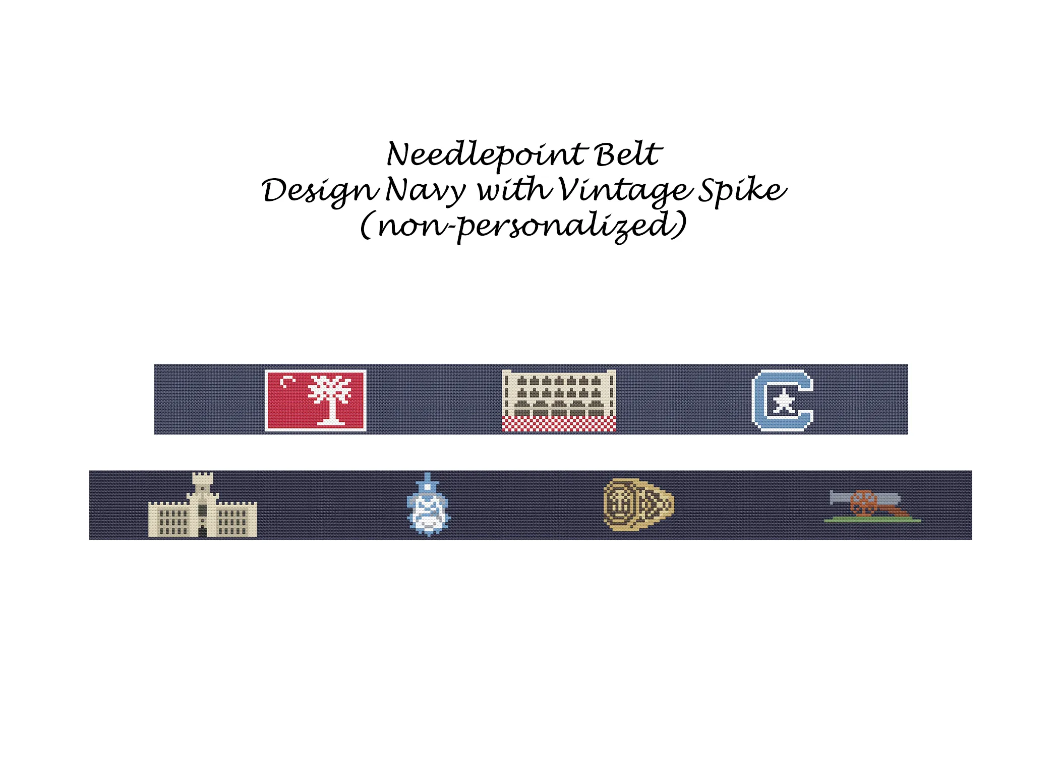 Stock Design - The Citadel Days - Officially Licensed - Hand-stitched Needlepoint Belt