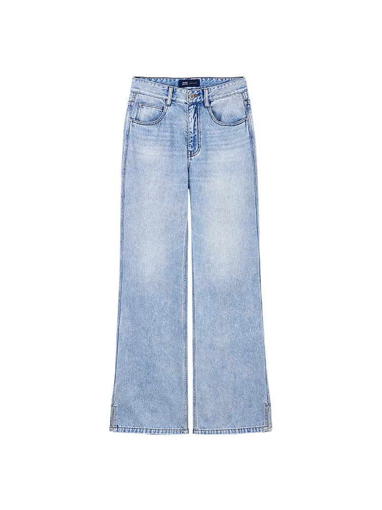 Straight Fit Jeans With Split Hem