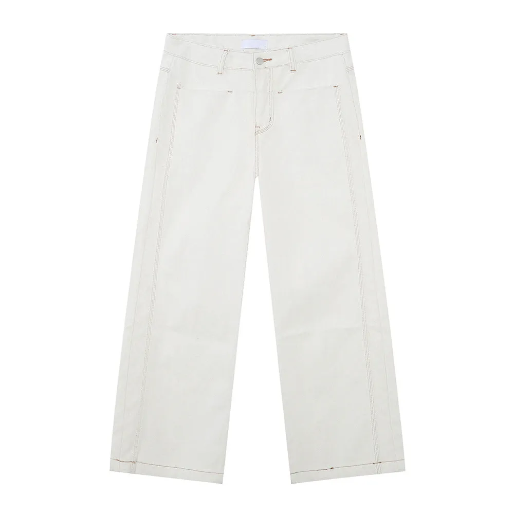 Straight Leg Jeans with Stitch Detail