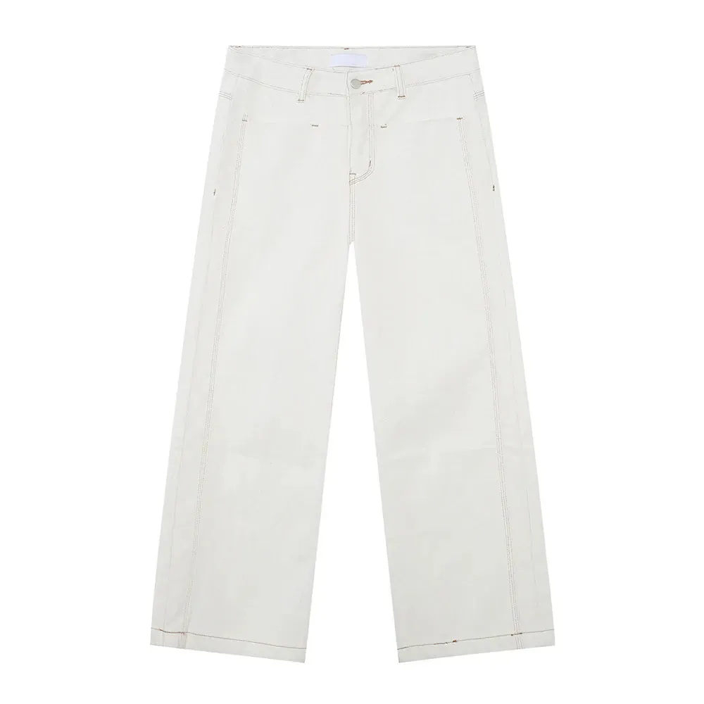 Straight Leg Jeans with Stitch Detail
