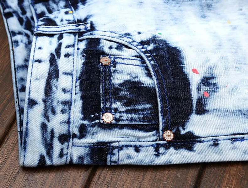 Straight Pants Fashion Men's Ripped Jeans Denim Mid Waisted Jeans