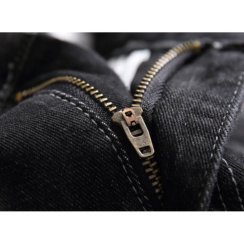 Straight Pants Men's Ripped Jeans Younger Mid Waisted Denim Jeans