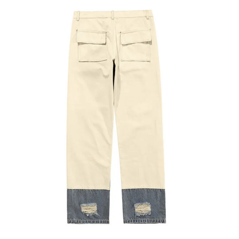 Street Love Patchwork Straight Leg Jeans