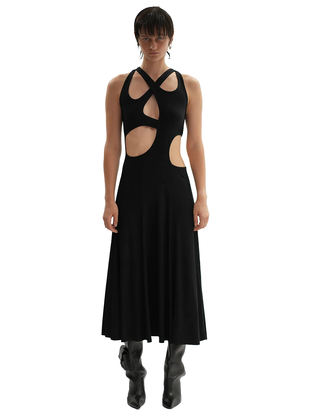 Stretch Cut Out Cotton Midi Dress