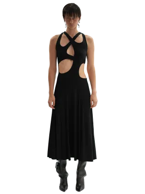 Stretch Cut Out Cotton Midi Dress