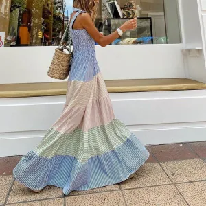 Striped Sleeveless Long Maxi Dresses