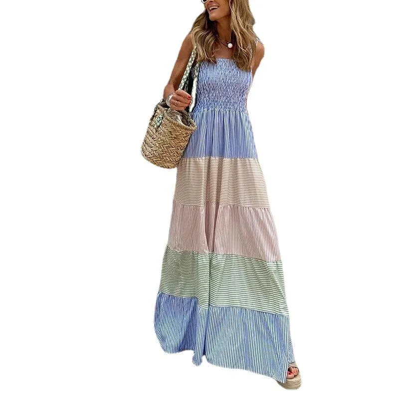 Striped Sleeveless Long Maxi Dresses