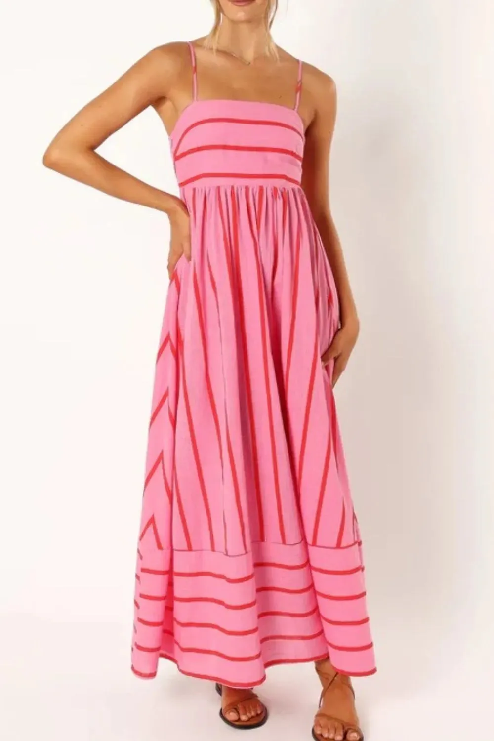 Striped Square Neck Cami Dress