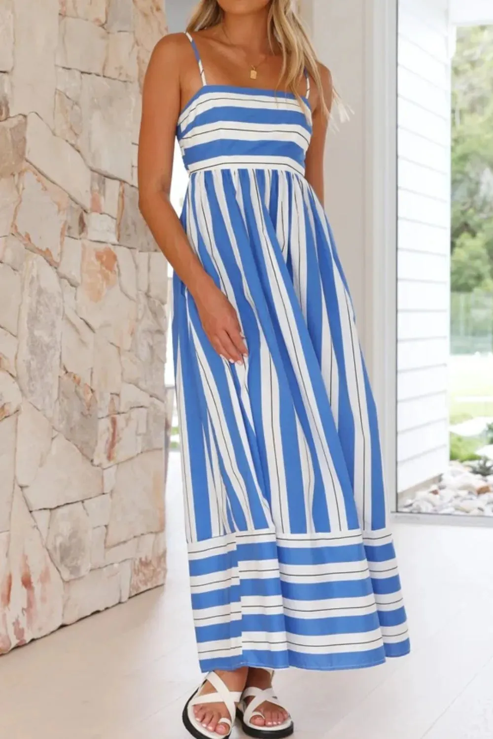 Striped Square Neck Cami Dress