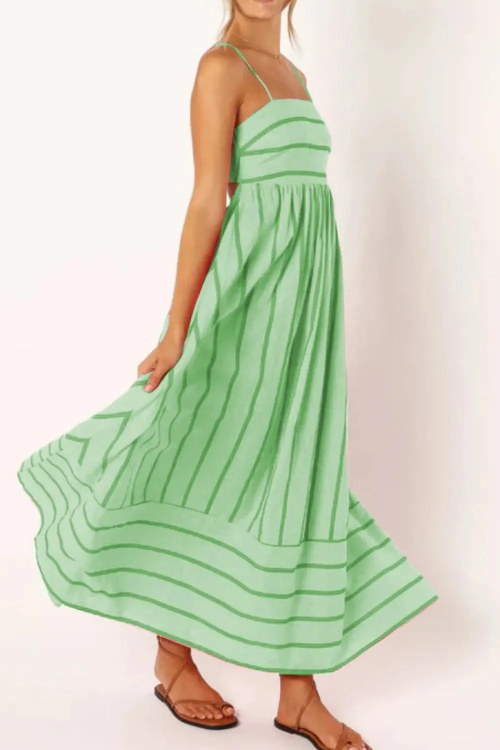 Striped Square Neck Cami Dress