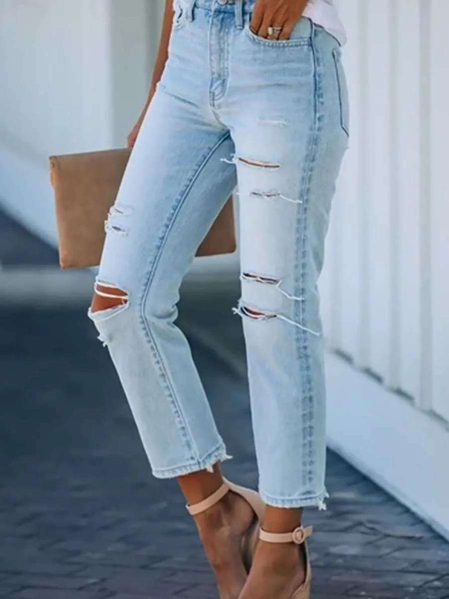 Stunncal Non-stretch Ripped Washed Jeans