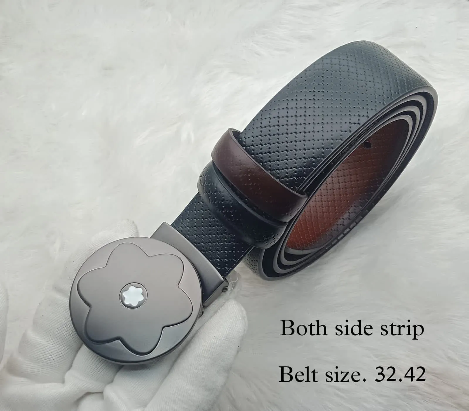 Stylish Flower Pattern Buckle Reversible Belt For Men's-Unique and Classy