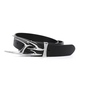 Stylish Leather Belt with Unique Metal Buckle