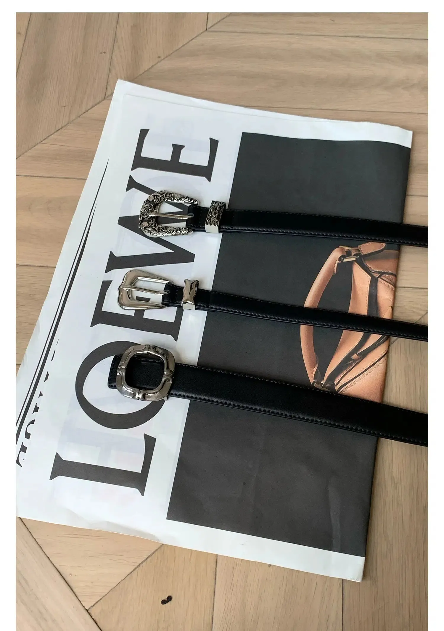 Stylish Leather Belts with Decorative Buckles