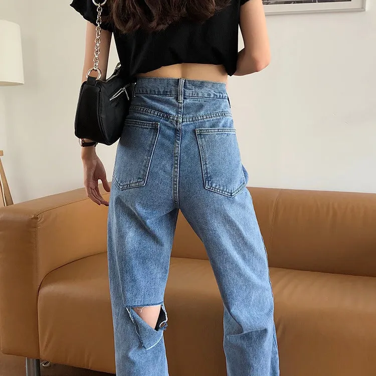 Summer High Waist Ripped Jeans