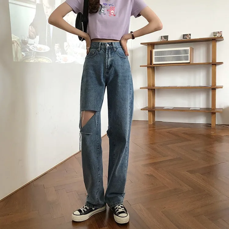 Summer High Waist Ripped Jeans