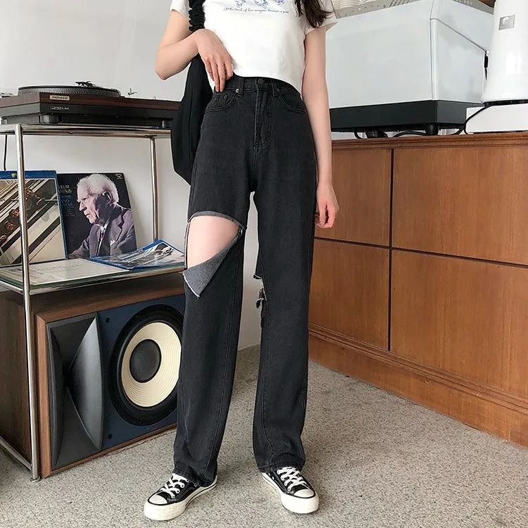 Summer High Waist Ripped Jeans