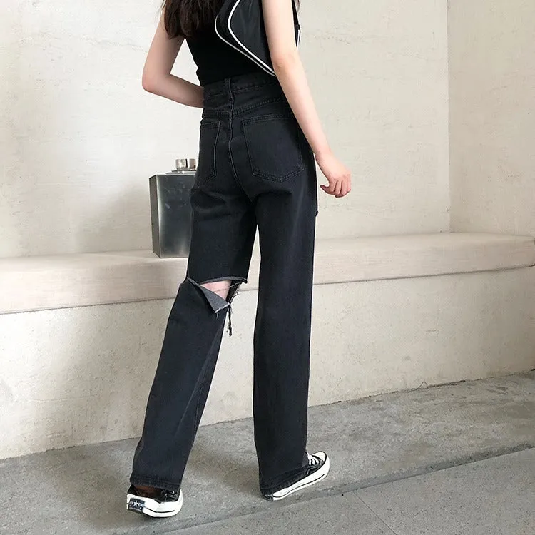 Summer High Waist Ripped Jeans