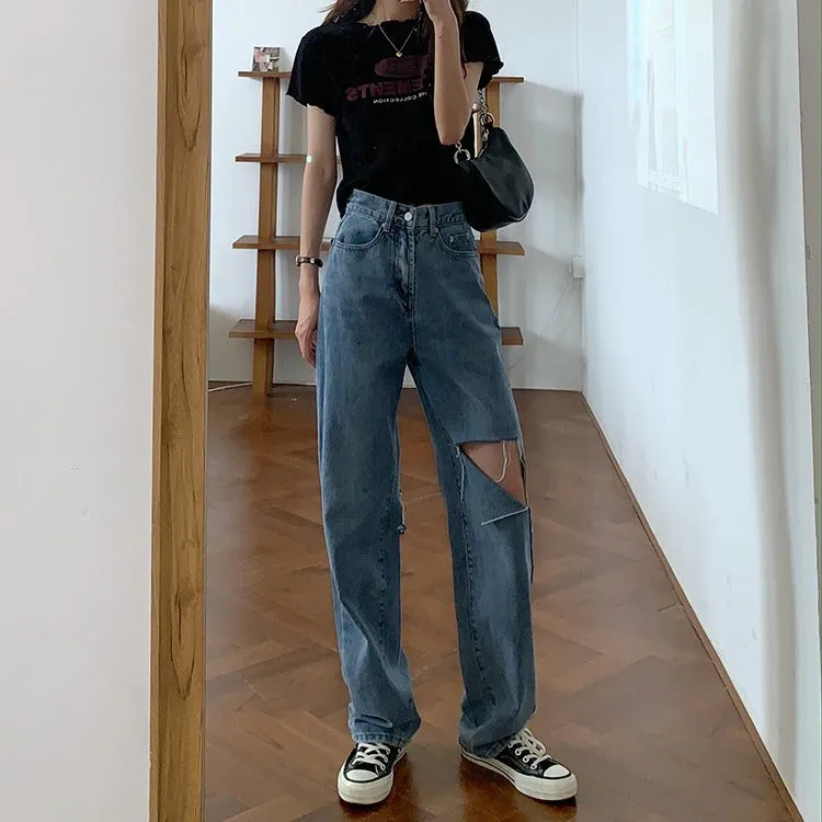 Summer High Waist Ripped Jeans