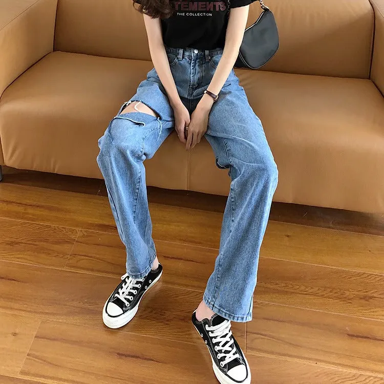 Summer High Waist Ripped Jeans