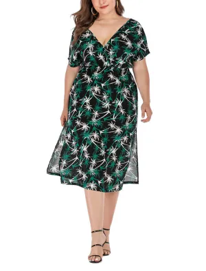 Summer New Sexy V-neck Large Size Beach Dress