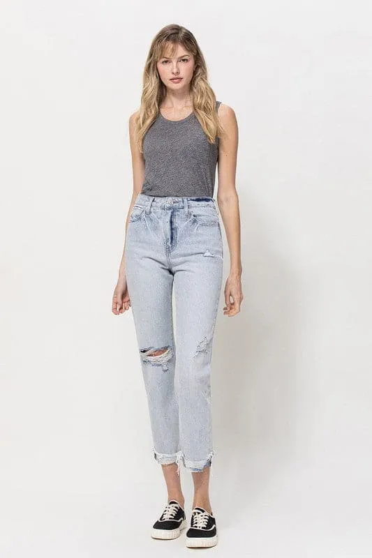 Super High Relaxed Cuffed Straight Jeans