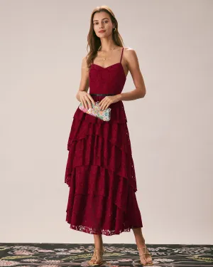 Sweetheart Neck Lace Maxi Dress