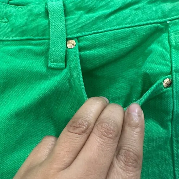 Sz 27 Women's KATE SPADE NY Perry Straight Skinny Play Hooky Lime Green Jeans