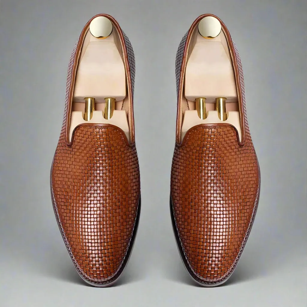 Tan Braided Leather Forst Loafers - Loafers Shoes
