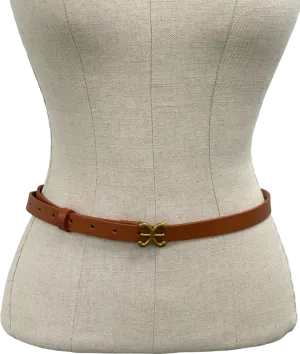 Tan Faux Leather Belt Gold Buckle Detail Onesize