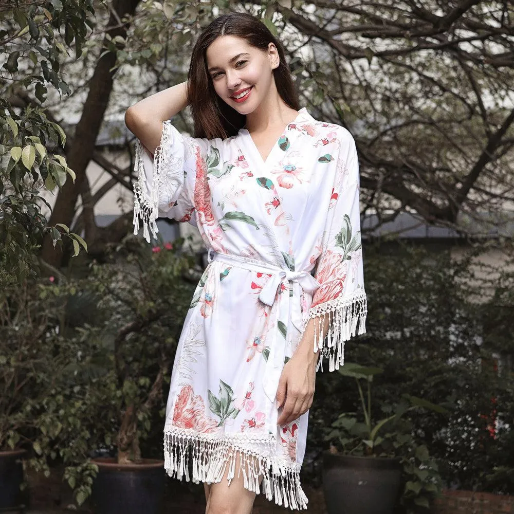 Tassel Cotton Floral Robe 3035