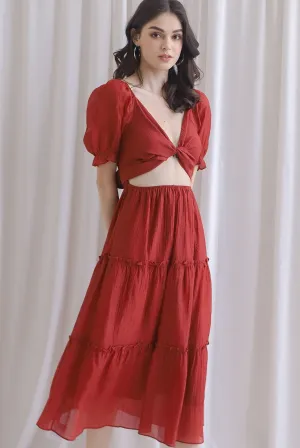 TDC Eureka Multi Way Textured Dress In Rust Red
