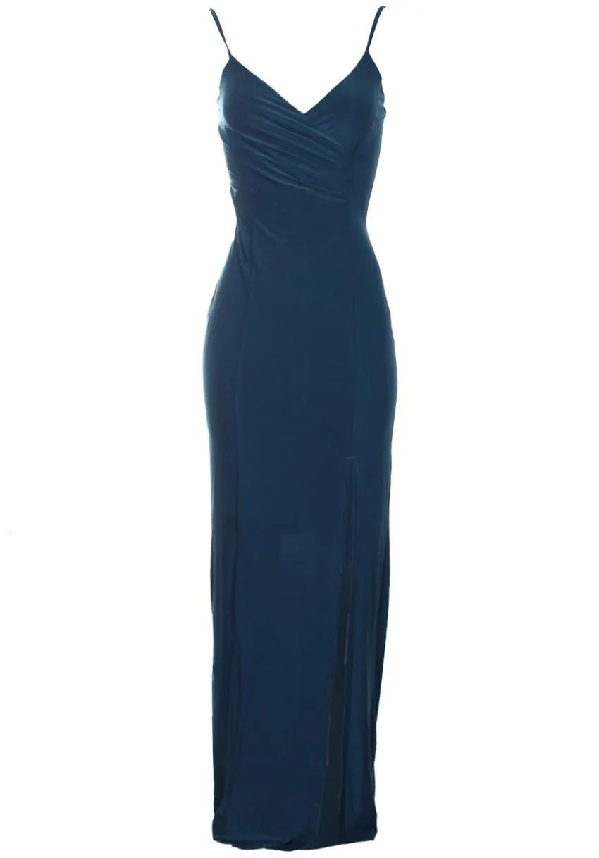 Teal Slinky Maxi Dress