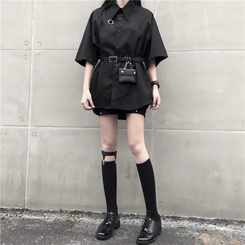 [@tehtnica] "BLACK" SHIRT WITH BELT BAG K070201
