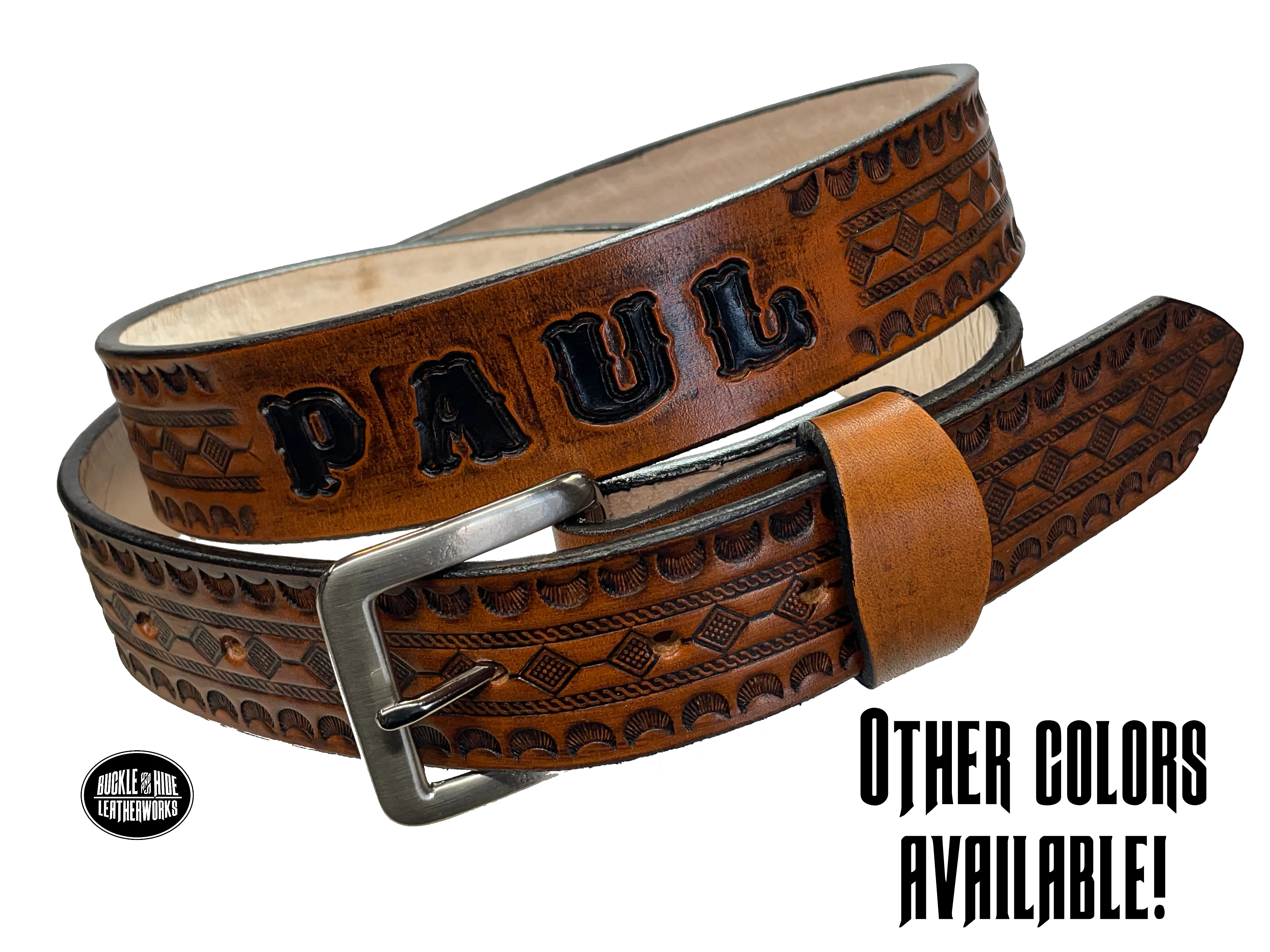The Diamond Trail Name Leather Belt