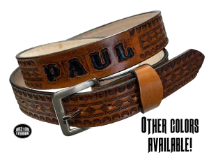 The Diamond Trail Name Leather Belt
