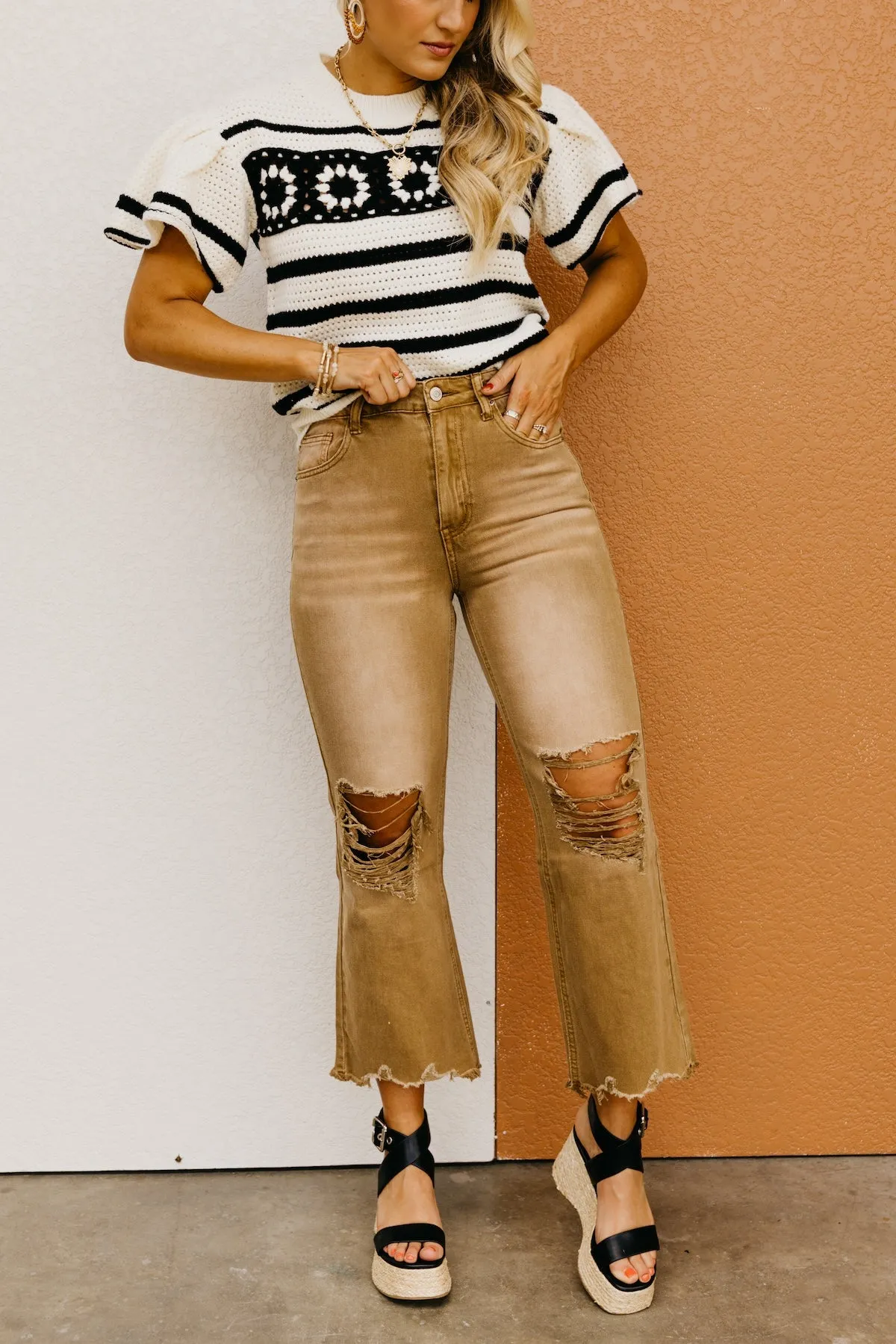 The Harlan Distressed Crop Denim
