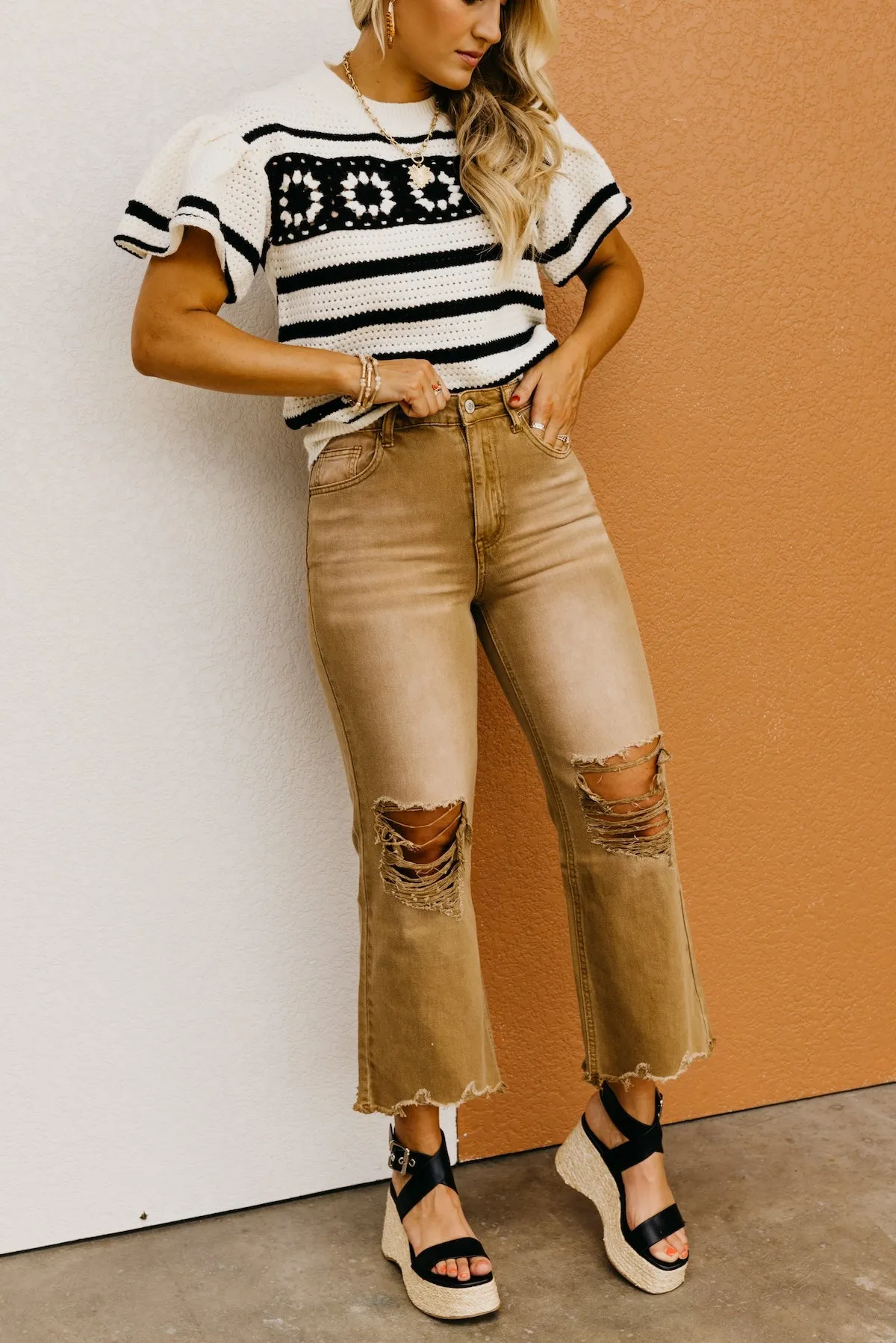 The Harlan Distressed Crop Denim